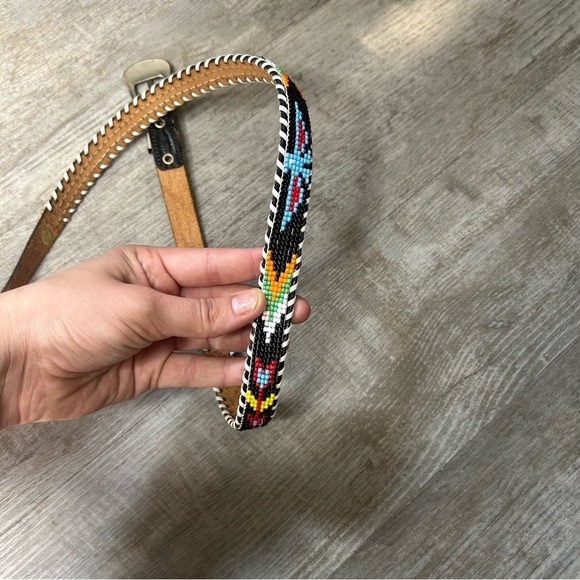 Vintage leather beaded belt - Picture 10 of 14